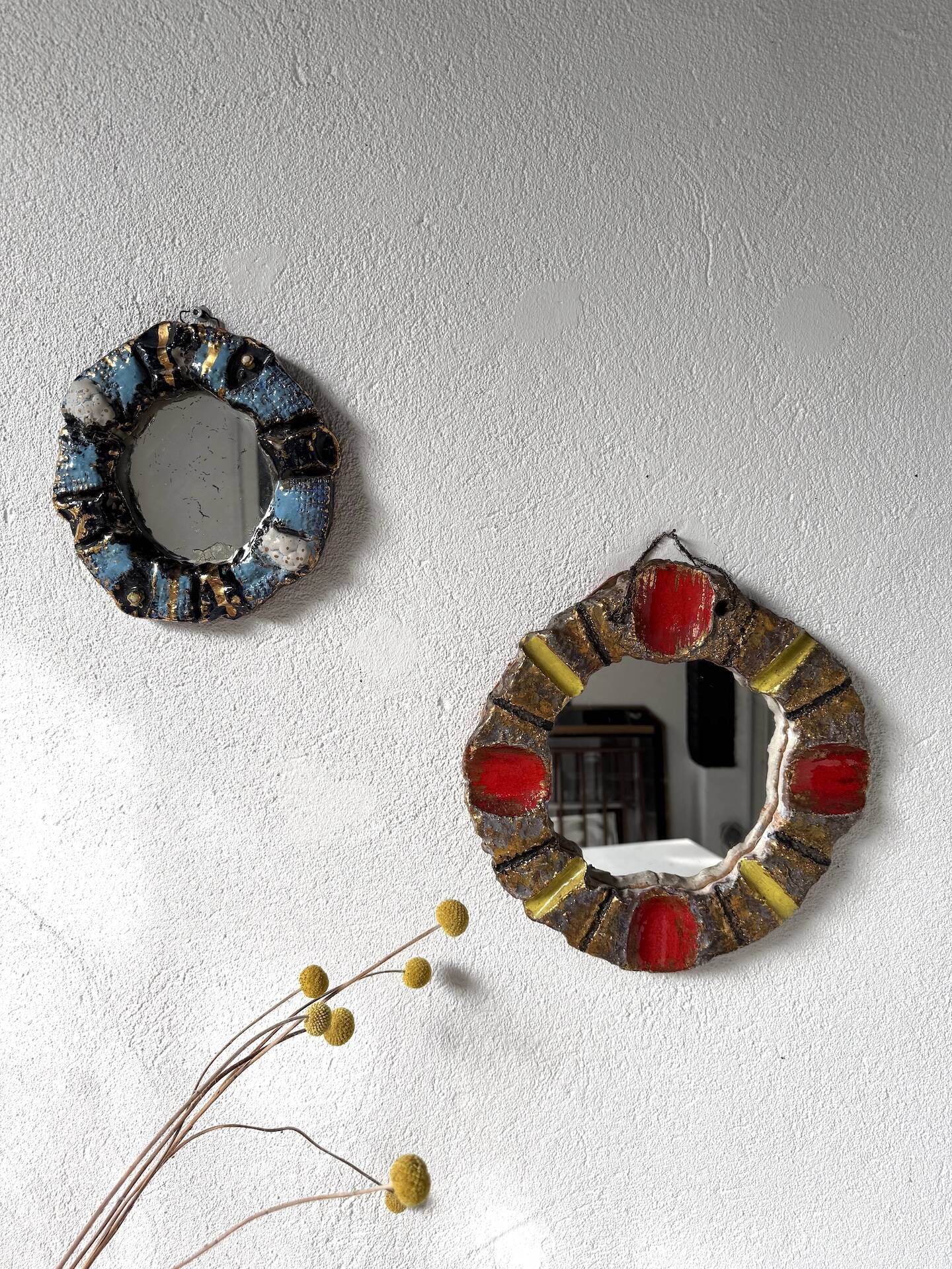 Pair of ceramic mirrors 1950 dlg Mithé