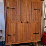 Wicker rattan bamboo wardrobe 1950 1960