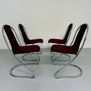 Set of 4 tubular chairs, Italian design, 70s vintage, Cantilever