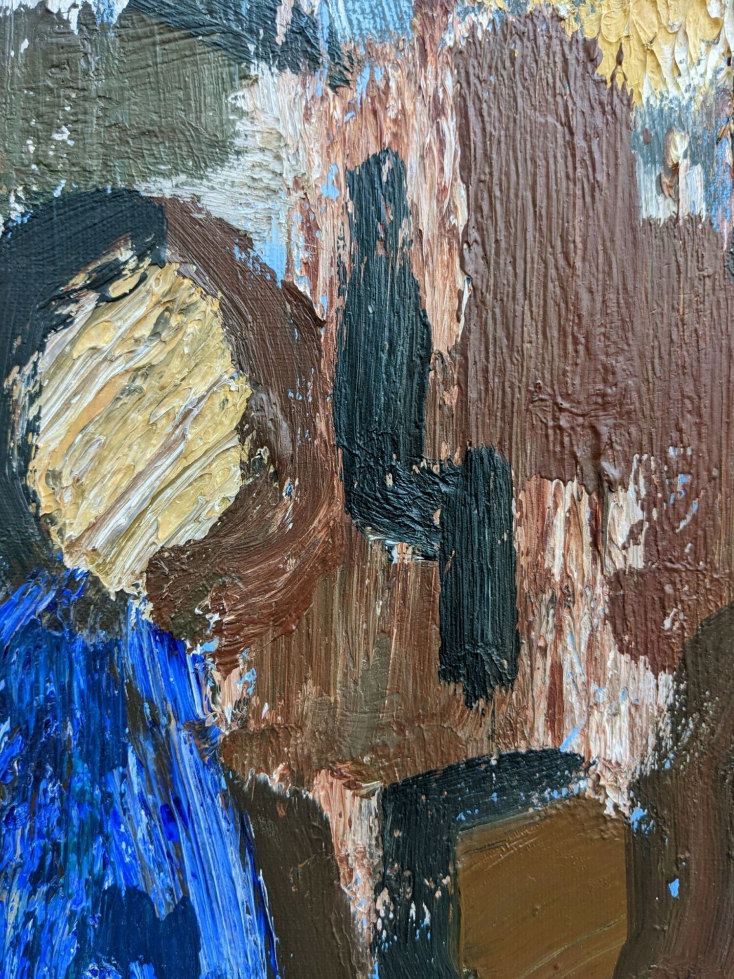 Mid-Century Modern "Meet" Vintage Swedish Figurative Oil Painting, Framed