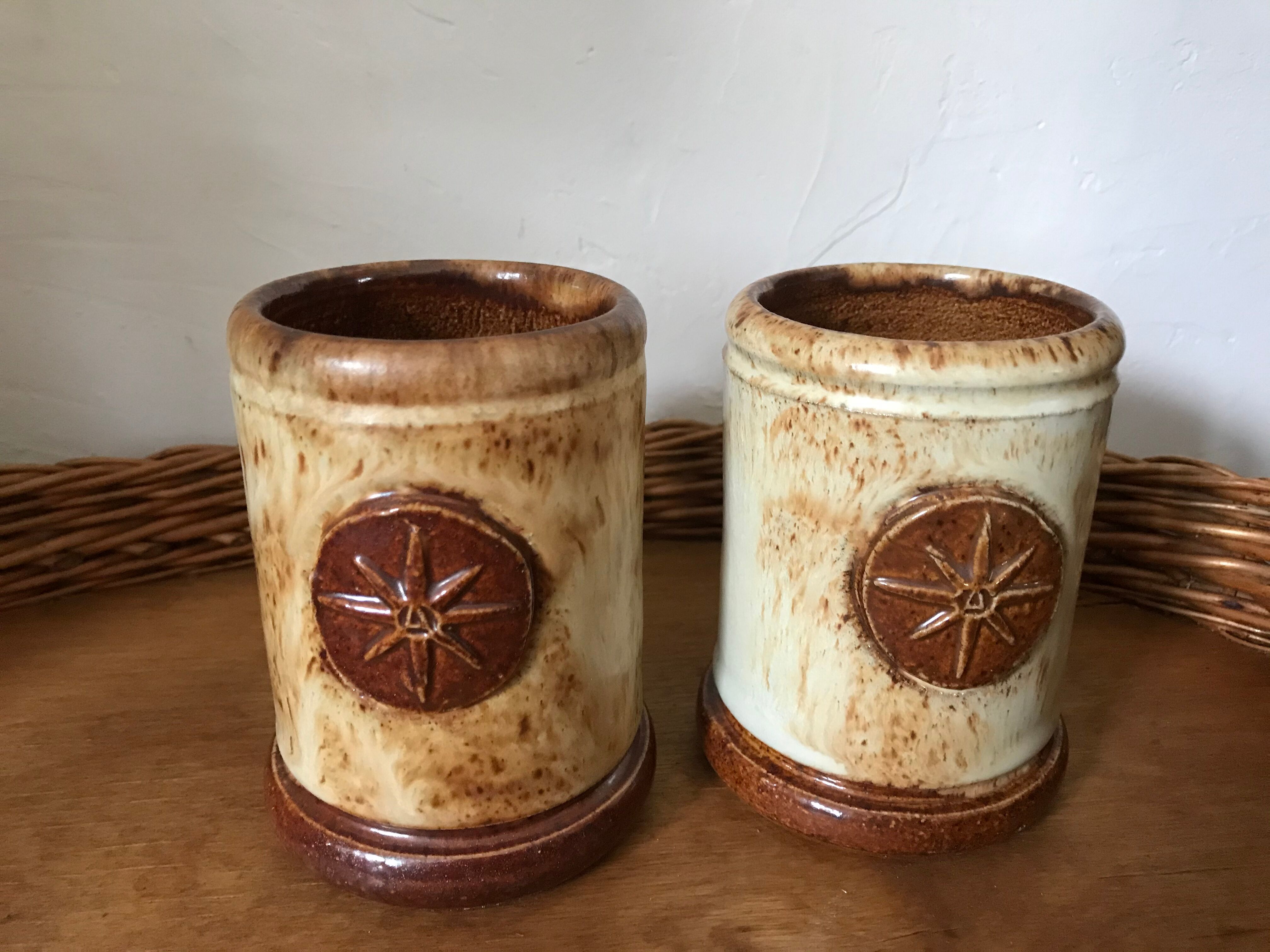 Roger Guerin enamelled ceramic mugs