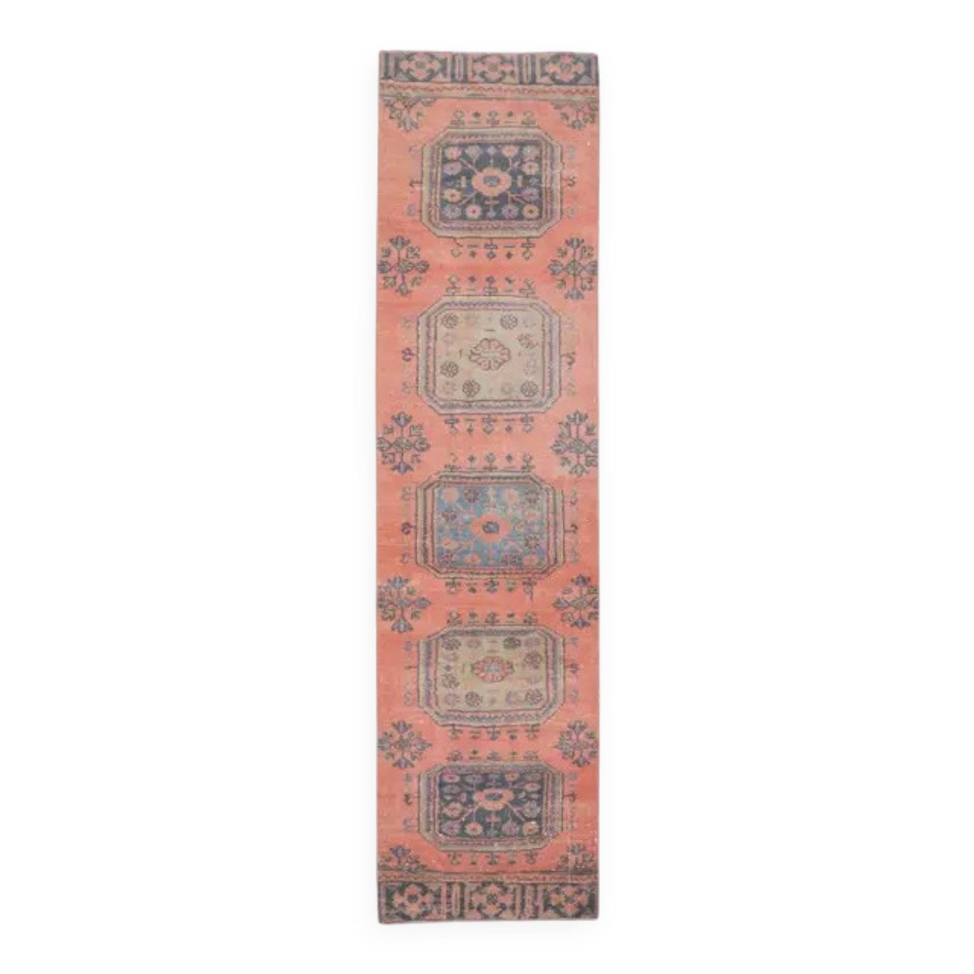 Vintage Turkish handmade wool runner  87x343