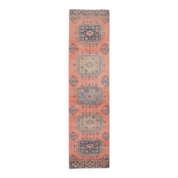 Vintage Turkish handmade wool runner  87x343
