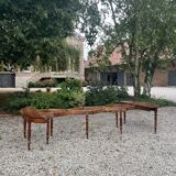 Half moon table forming walnut dining room table with 19th century period system