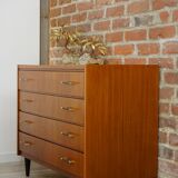 60s teak and brass chest of drawers