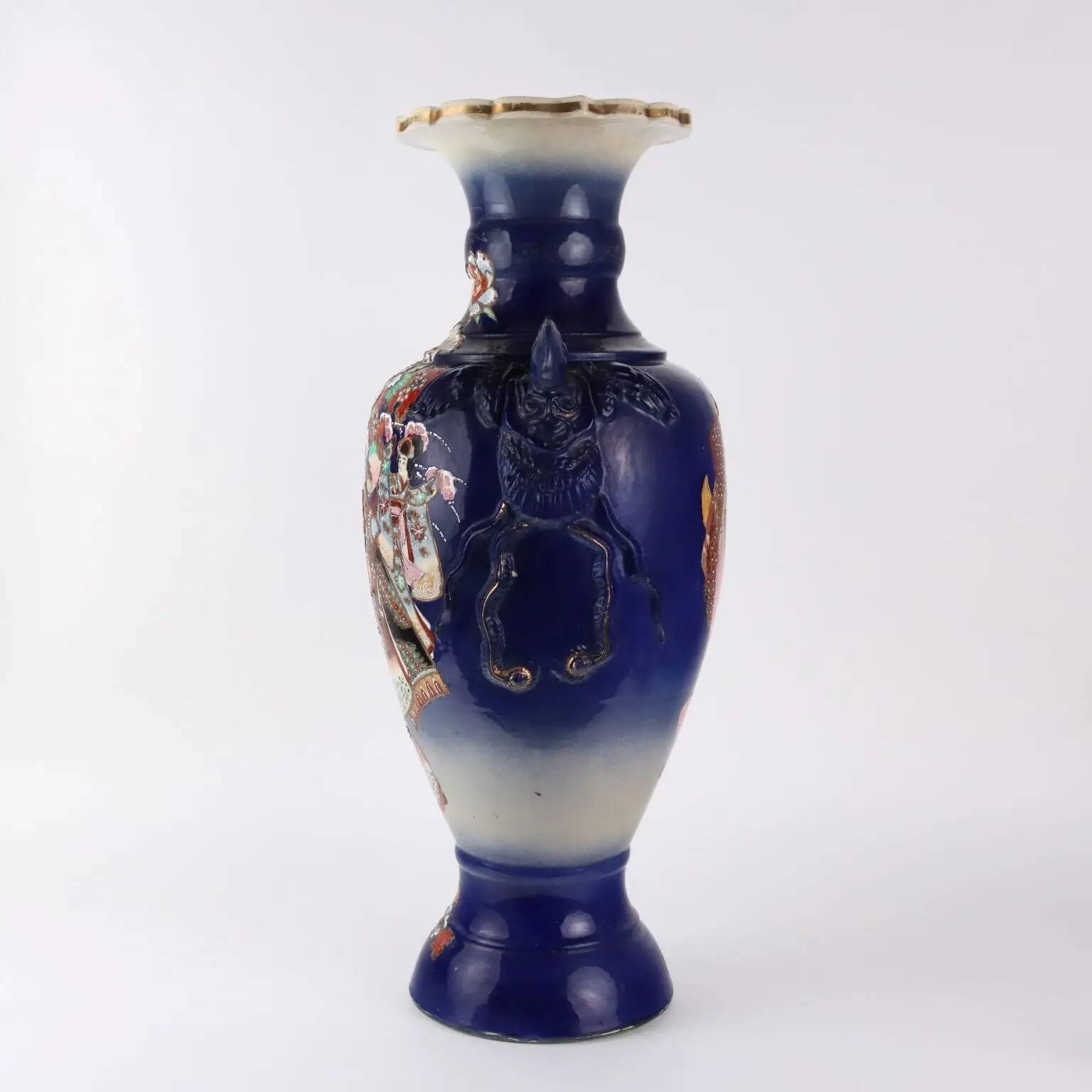 Antique ceramic vase with floral decoration, Japan, early 20th century.