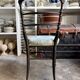 Napoleon III chair in blackened wood and green toile de Jouy.