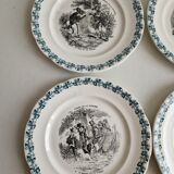 Set of 4 plates "the fables of La Fontaine" Digoin Sarreguemines