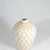 White enamelled soliflora vase, fish scale patterns, from Ioska 1960 Denmark