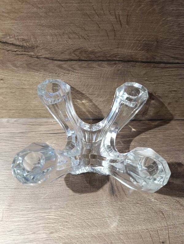 Bougeoir chandelier 4 branches cristal de Val Saint Lambert, 1950