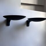 Pair of vintage wall lights, matte black metal, Germany 1970s