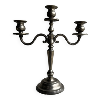 Three-armed candlestick in silver-plated metal