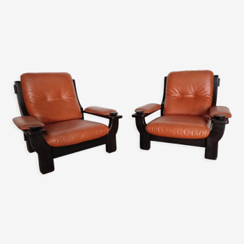 Pair of Brazilian brutalist armchairs