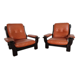 Pair of Brazilian brutalist armchairs