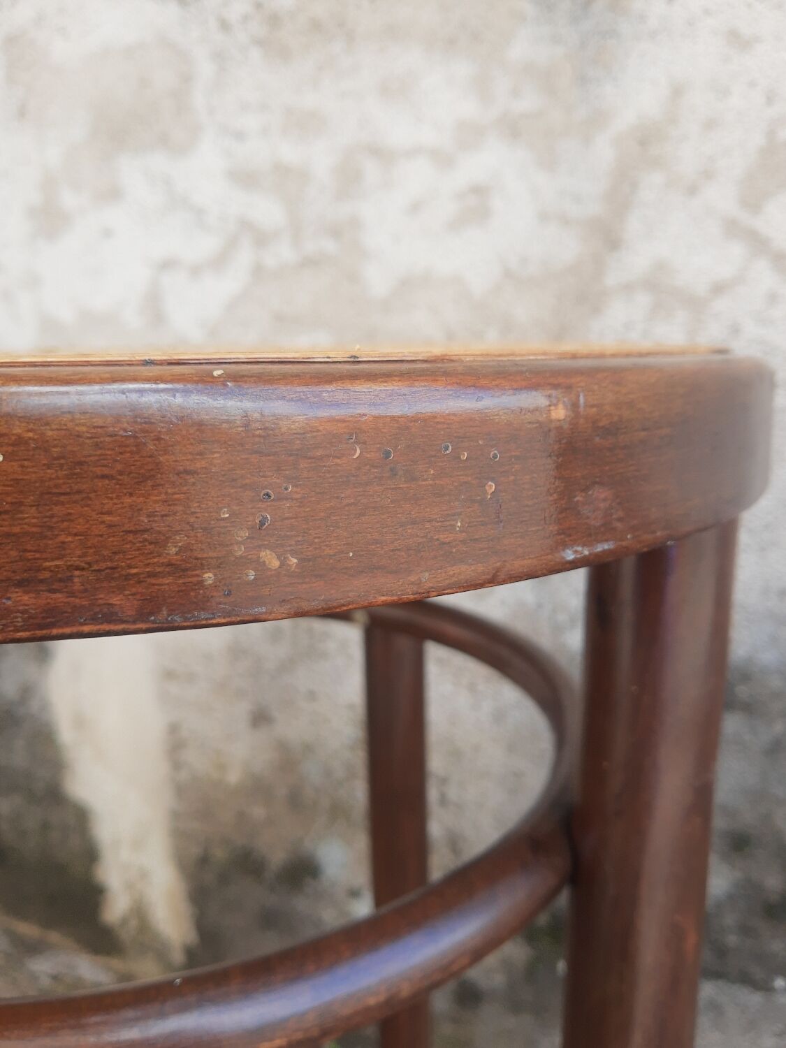 Wooden stool and vintage canning