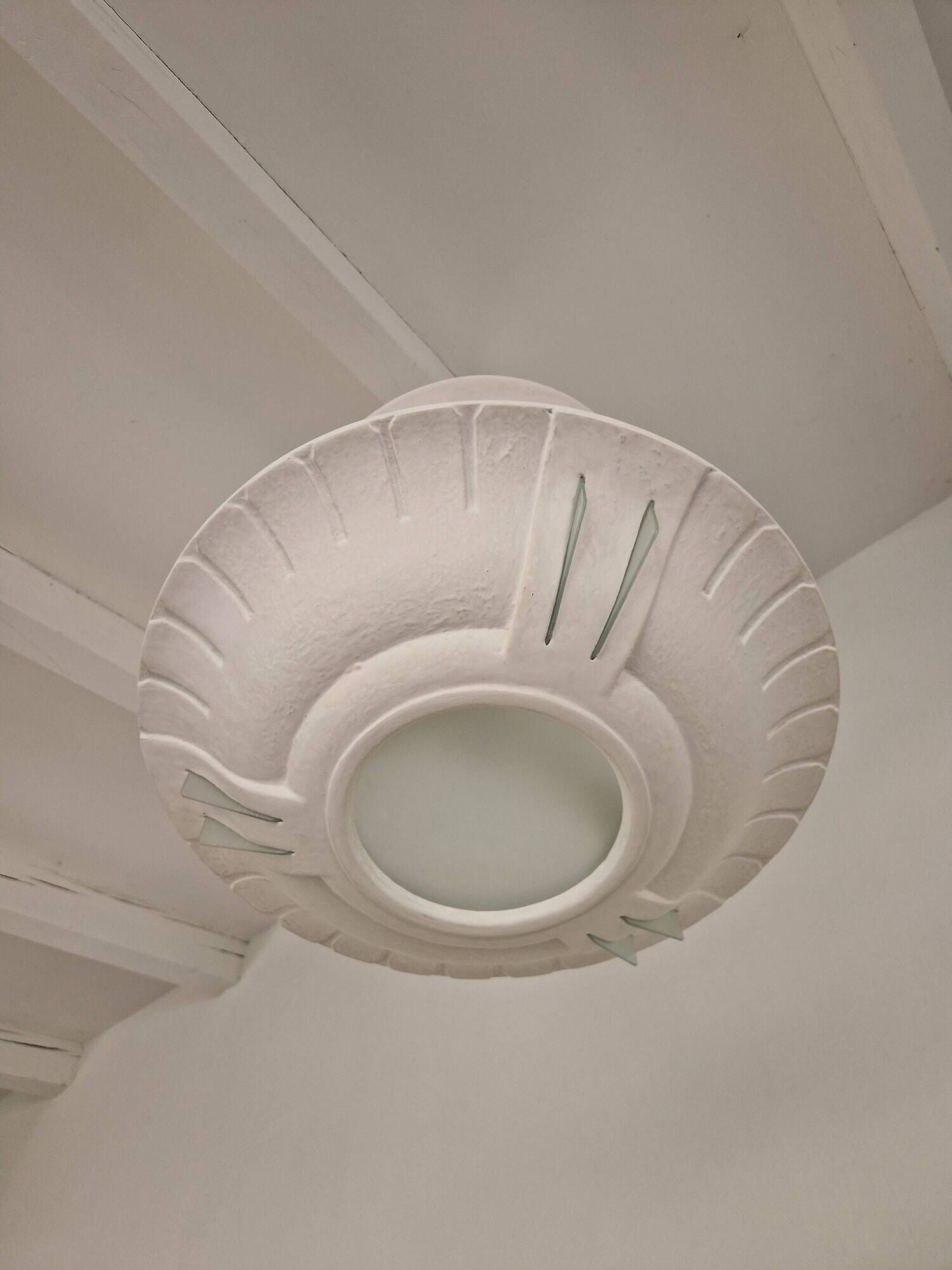 Plaster and frosted glass chandelier by Maison Arlus circa 1950