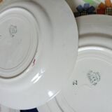 8 old flat plates decorated with flowers, Agnès model by K&G Lunéville