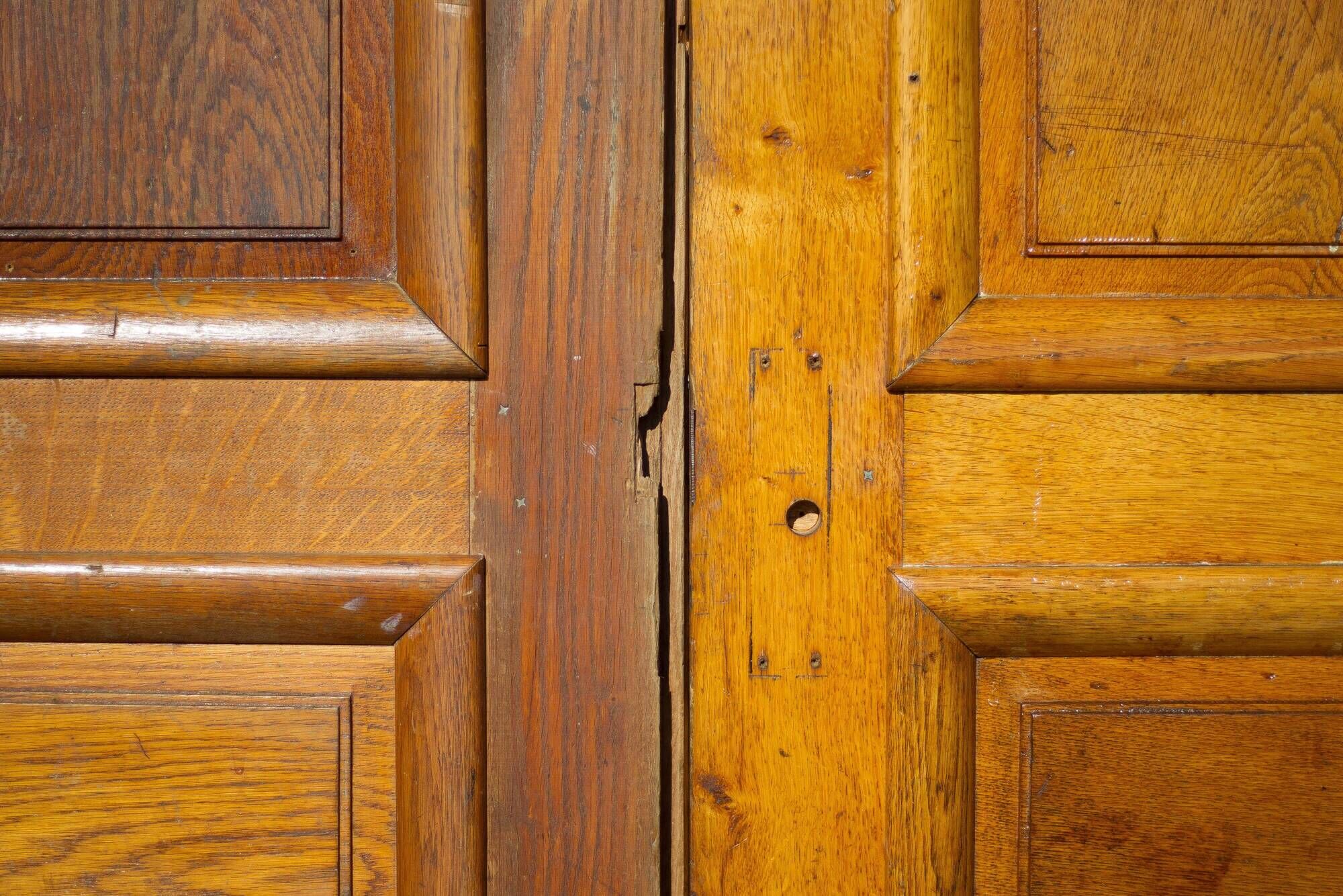 Double old door, old wooden door, large vintage door