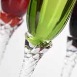 Set of 6 flutes Colorful glass champagne flutes.