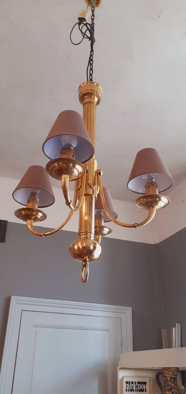 Lustre Art Déco en Bronze estampillé Petitot