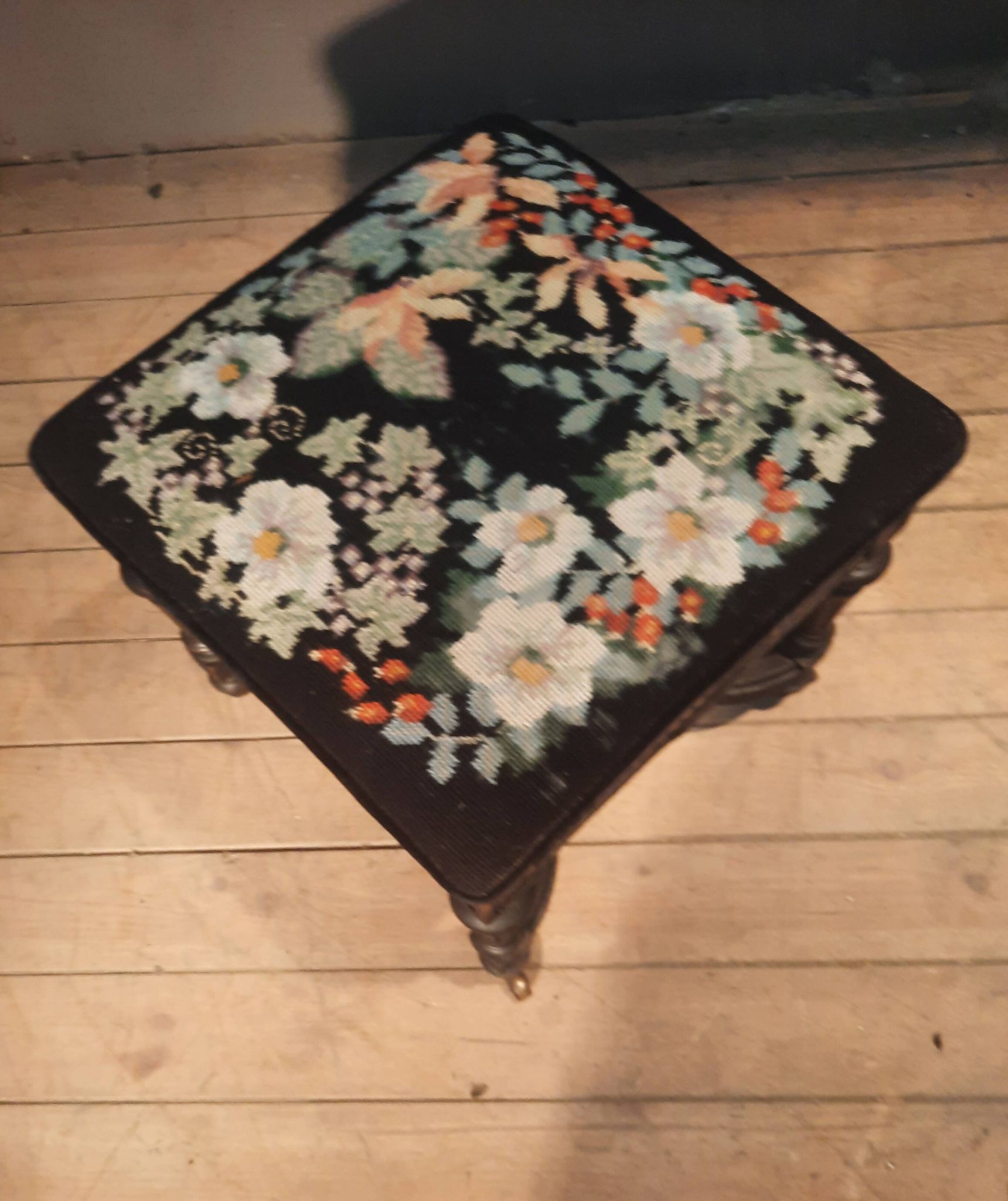 Blackened turned wooden stool '1900'
