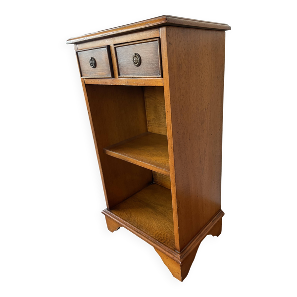 Petit meuble vintage en bois – 2 tiroirs & étagères