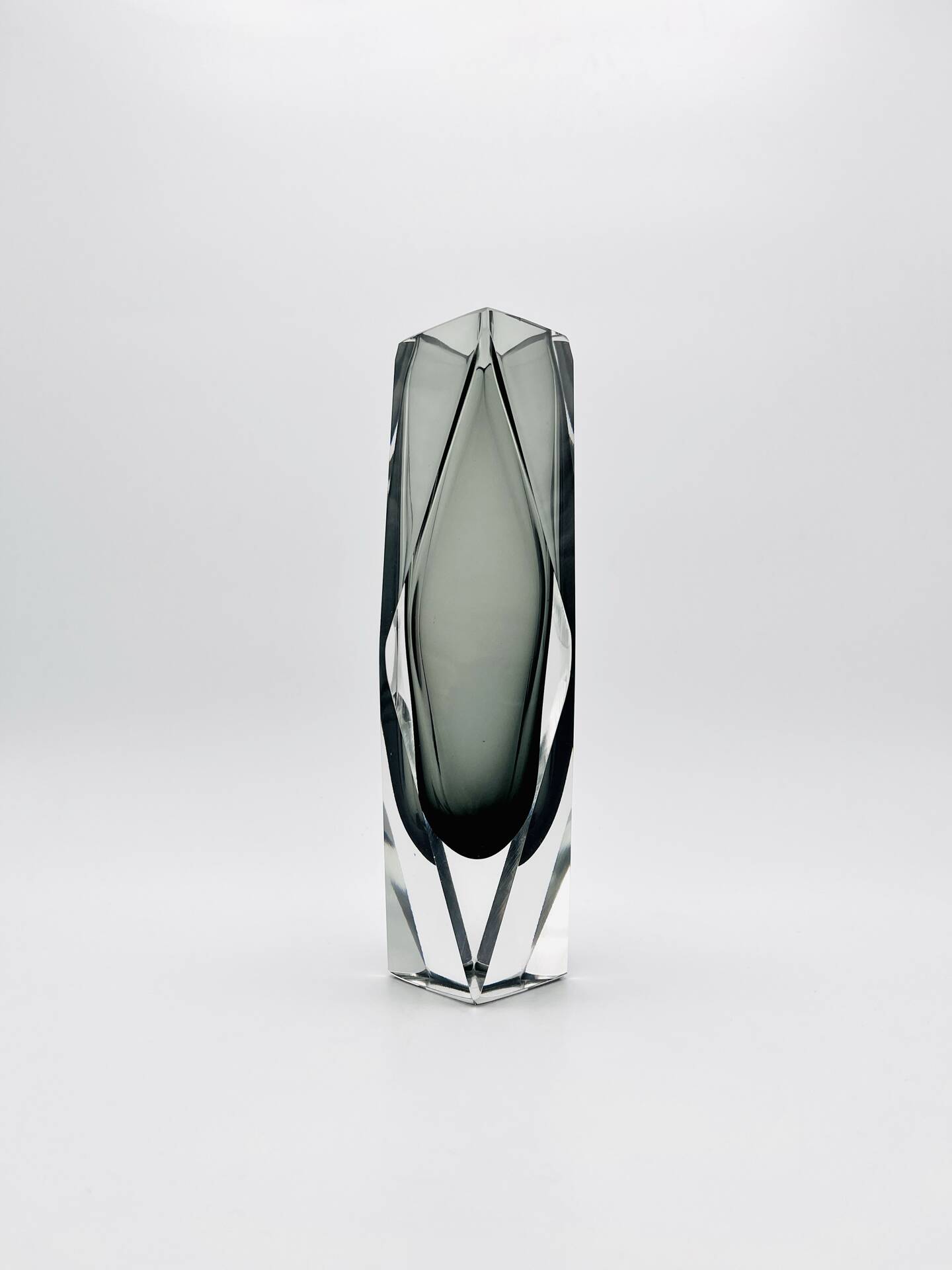 XXL Murano Sommerso Vase Alessandro Mandruzzato 27cm Grey Smoke