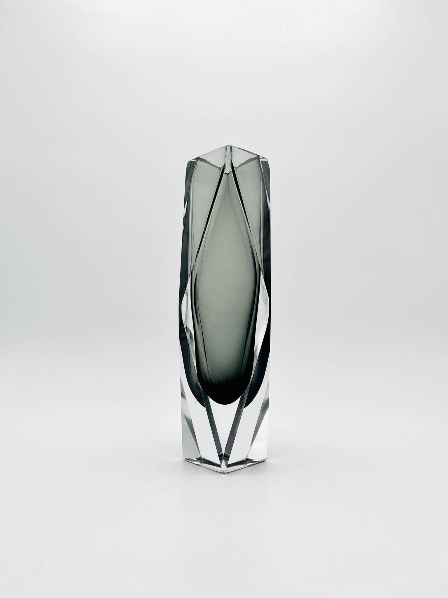 XXL Murano Sommerso Vase Alessandro Mandruzzato 27cm Grey Smoke