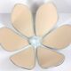 1970s ceiling light with floral design, light beige shade with gold finish.
