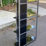Vintage shelf in chrome metal and smoked glass 143cm