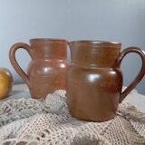 Duo d'anciens pots à lait en grès de Bonny, 50 cl vintage France