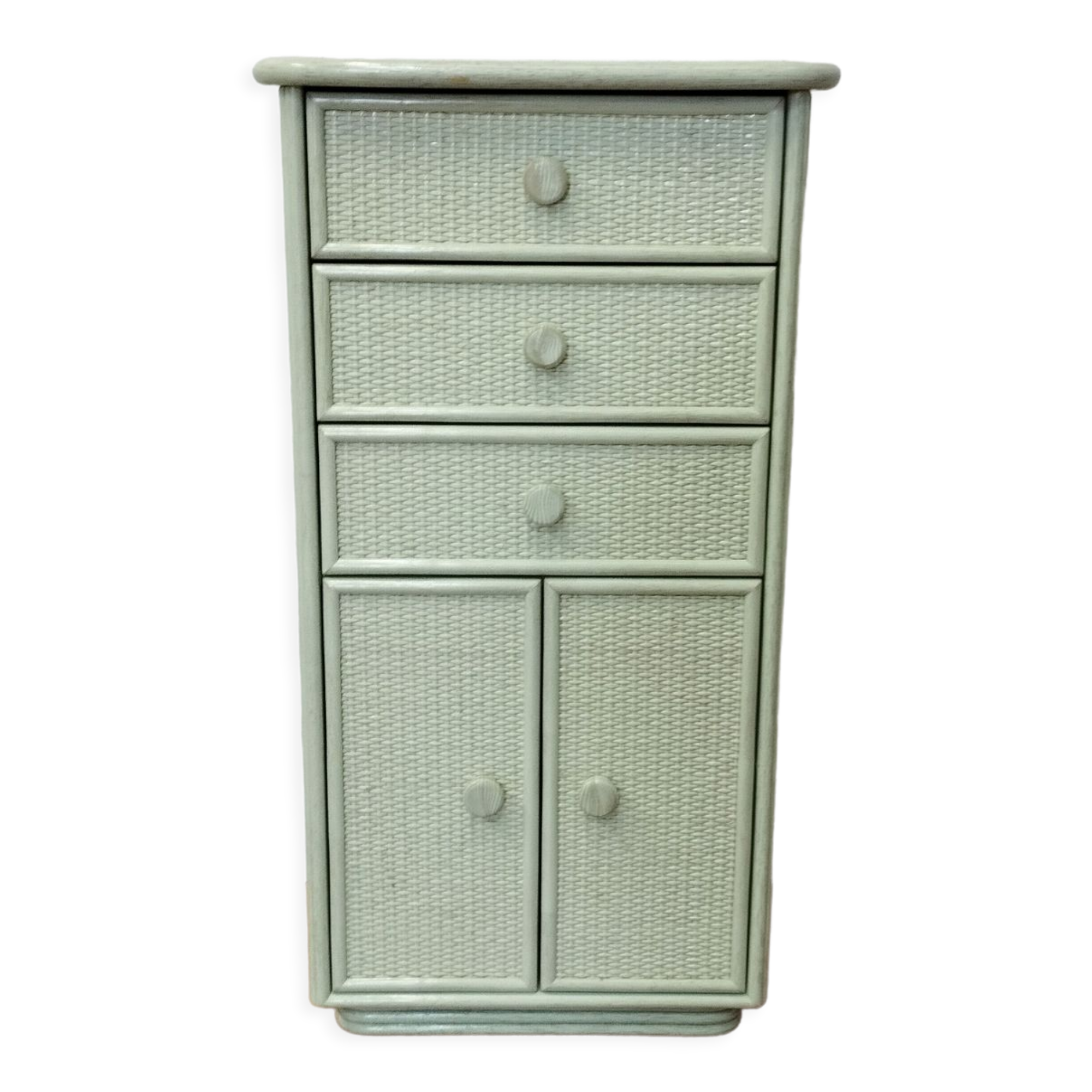 Vintage rattan and solid wood ragpicker