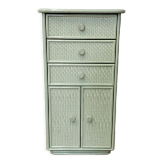 Vintage rattan and solid wood ragpicker