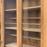 Parisian glass cabinet in solid raw oak, 1950