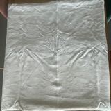 Drap ancien en lin brodé