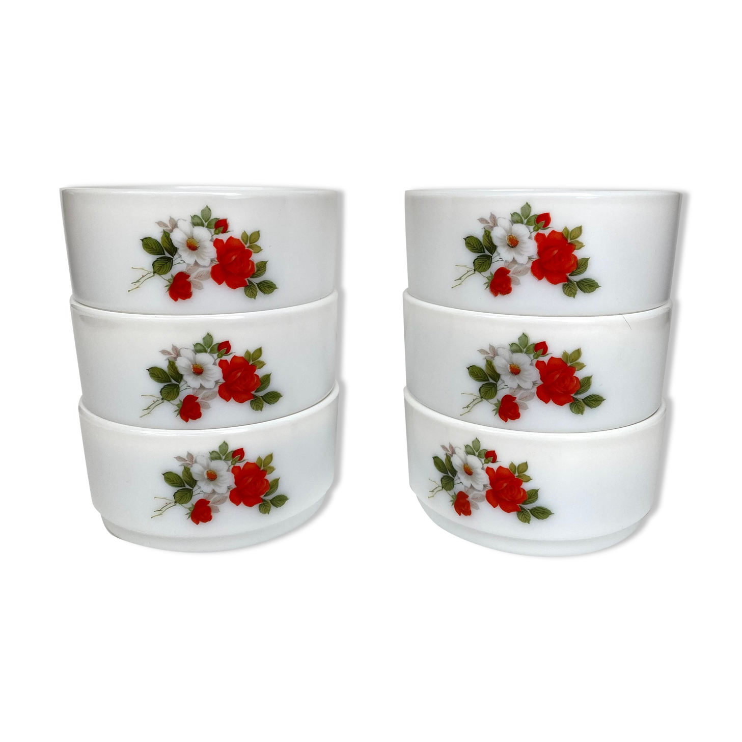 Vintage pink arcopal ramekins