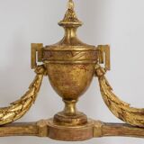 Gilded and carved wooden console table, marble top, circa 1880