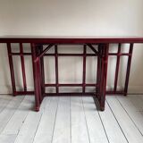 Console rabattable ou table de salle à manger en rotin Maugrion Mid-Century