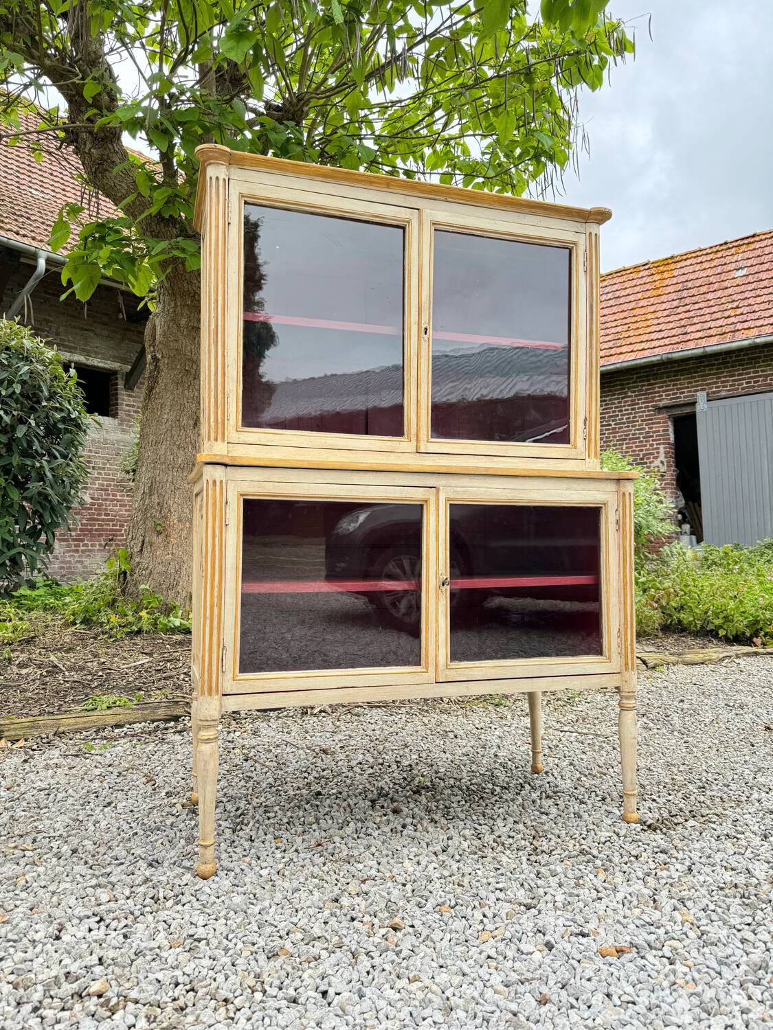 Louis xvi xviii eme century painted wood showcase