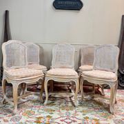 Set of six Louis XV style lacquered wood caned chairs