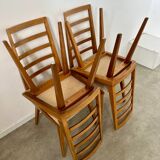Set of 4 Scandinavian design beech chairs from the 70s vintage