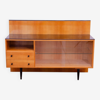 Midcentury glazed cabinet-bookcase by Mojmír Požár, Czechoslovakia, 1960s