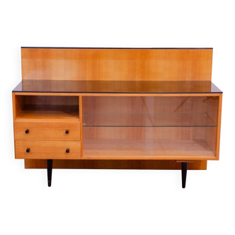 Midcentury glazed cabinet-bookcase by Mojmír Požár, Czechoslovakia, 1960s