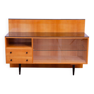 Vintage glass-fronted bookcase by Mojmír Požár, Czechoslovakia, 1960.