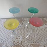 4 colored champagne glasses