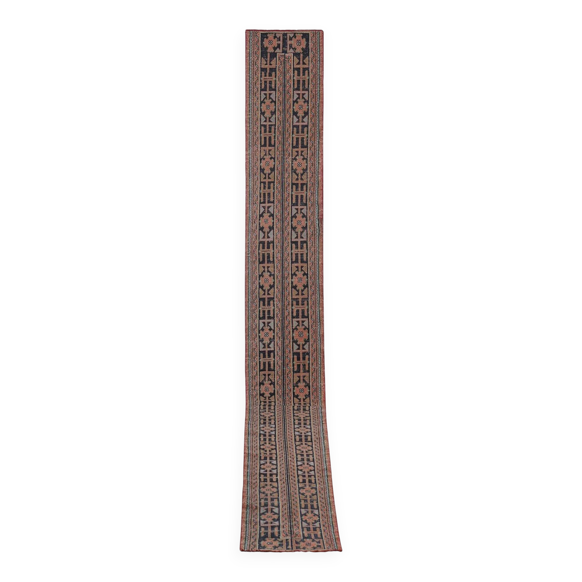 Vintage Turkish hallway rug 63x633 cm