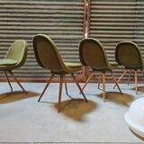 Suite of 4 chairs by Miroslav Navratil Wood resin and fabric Year 60