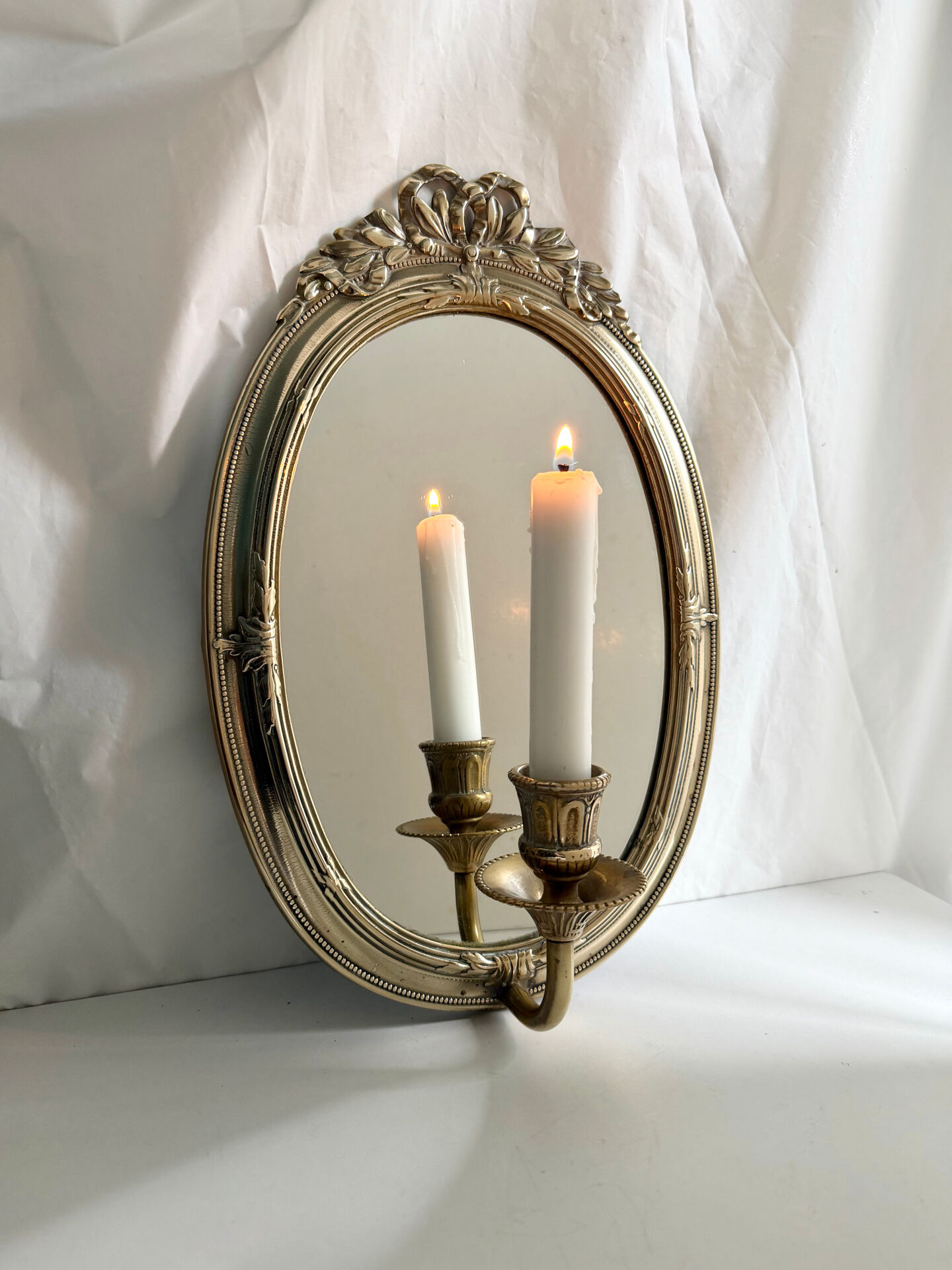 Grand porte-bougie mural vintage en miroir