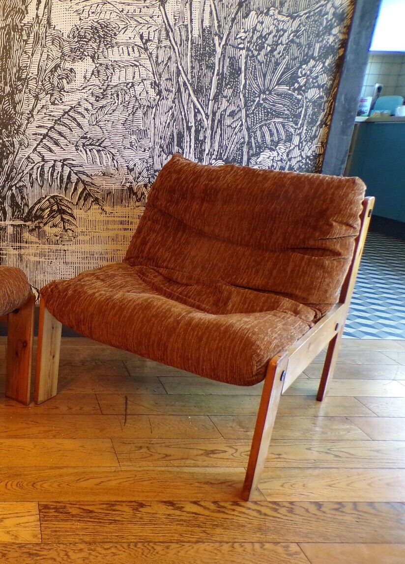 Chauffeuse scandinave pin et velours