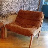 Chauffeuse scandinave pin et velours